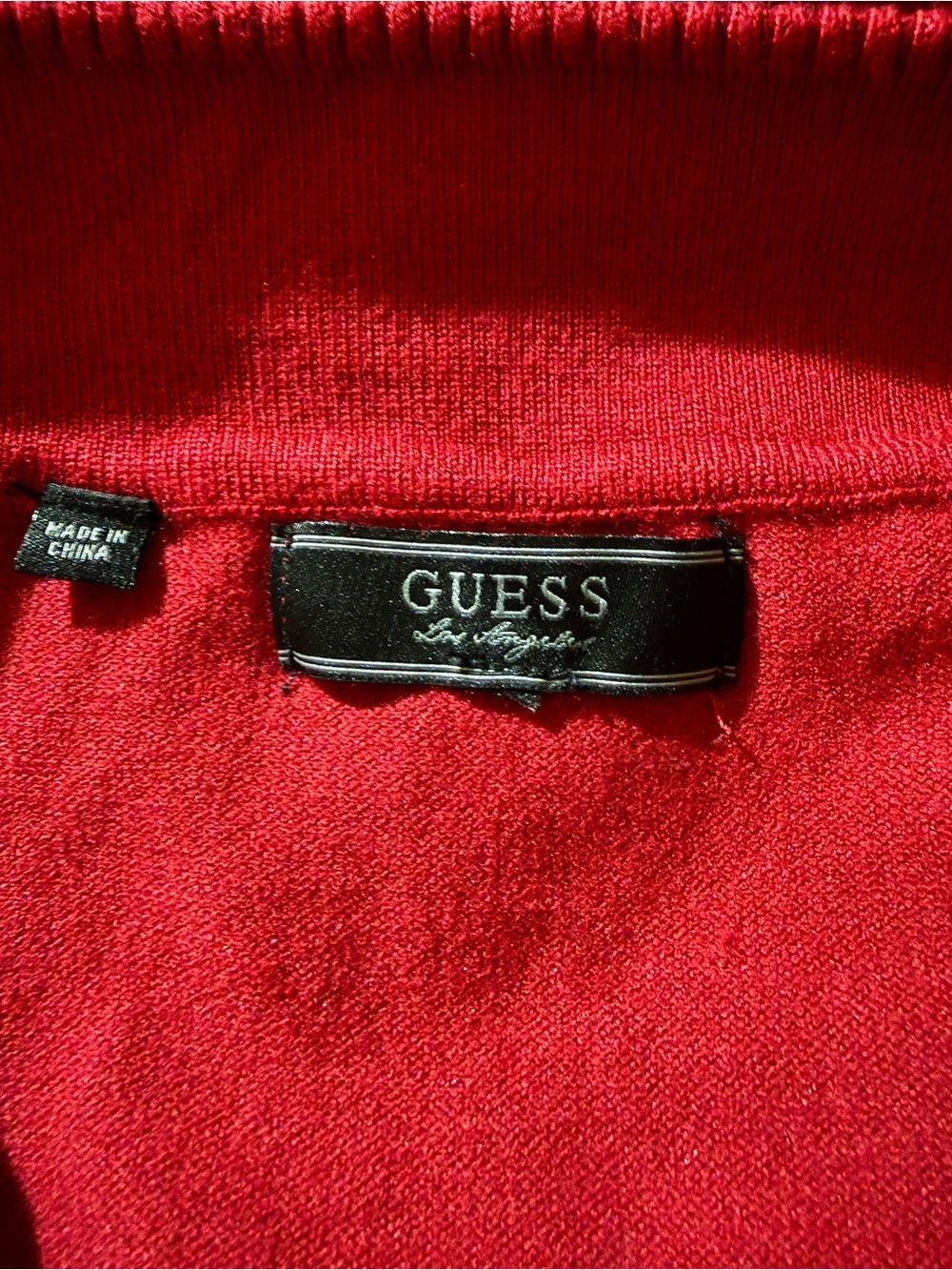 Guess Red Rhinestone Logo Knit Top - Picture 6 of 6